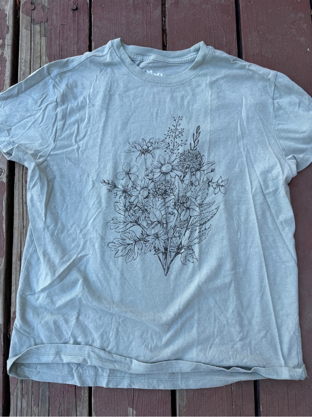 MAD Engine Light Blue Tee with Black Floral Print
